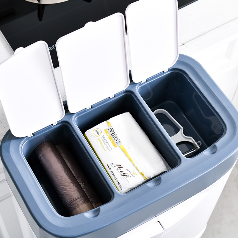 Nordic Dustbin Household Kitchen Living Room Creative brush large double classification with Lid Dry wet Dumpster