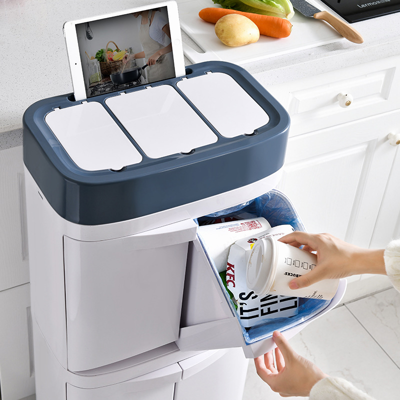 Nordic Dustbin Household Kitchen Living Room Creative brush large double classification with Lid Dry wet Dumpster