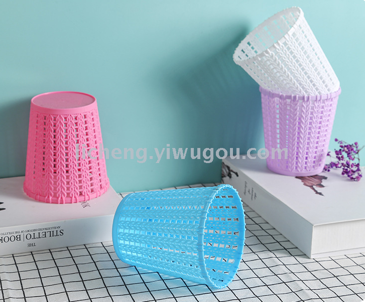 Desktop receive mini dustbin home office wastepaper basket hollow-out lace