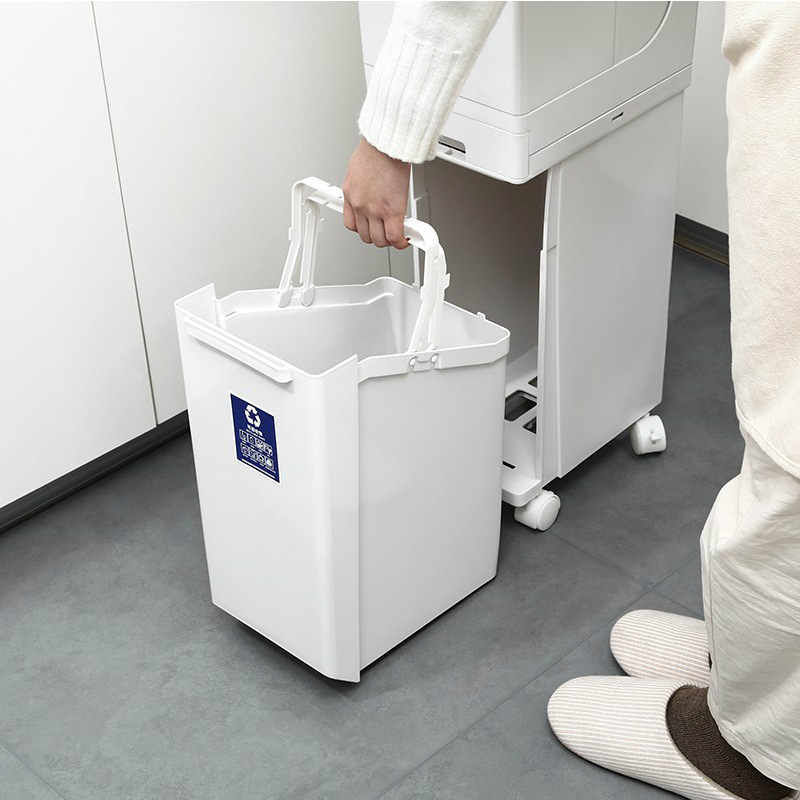 Kitchen Double Layer Sorting Trash Bin Large Capacity Press Type Dustbin with Pulley with Lid Dry Wet Separation Trash Can