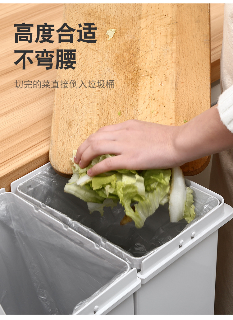 Kitchen Double Layer Sorting Trash Bin Large Capacity Press Type Dustbin with Pulley with Lid Dry Wet Separation Trash Can Kitchen Double Layer Sorting Trash Bin Large Capacity Press Type Dustbin with Pulley with Lid Dry Wet Separation Trash Can