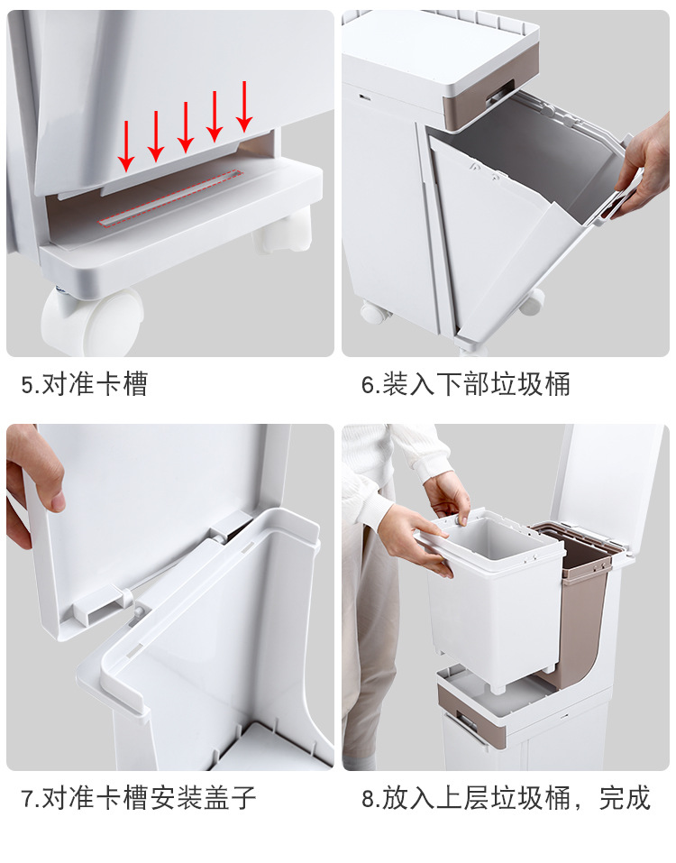 Kitchen Double Layer Sorting Trash Bin Large Capacity Press Type Dustbin with Pulley with Lid Dry Wet Separation Trash Can Kitchen Double Layer Sorting Trash Bin Large Capacity Press Type Dustbin with Pulley with Lid Dry Wet Separation Trash Can
