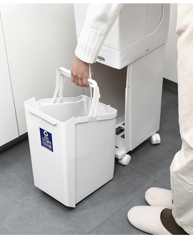 Kitchen Double Layer Sorting Trash Bin Large Capacity Press Type Dustbin with Pulley with Lid Dry Wet Separation Trash Can Kitchen Double Layer Sorting Trash Bin Large Capacity Press Type Dustbin with Pulley with Lid Dry Wet Separation Trash Can
