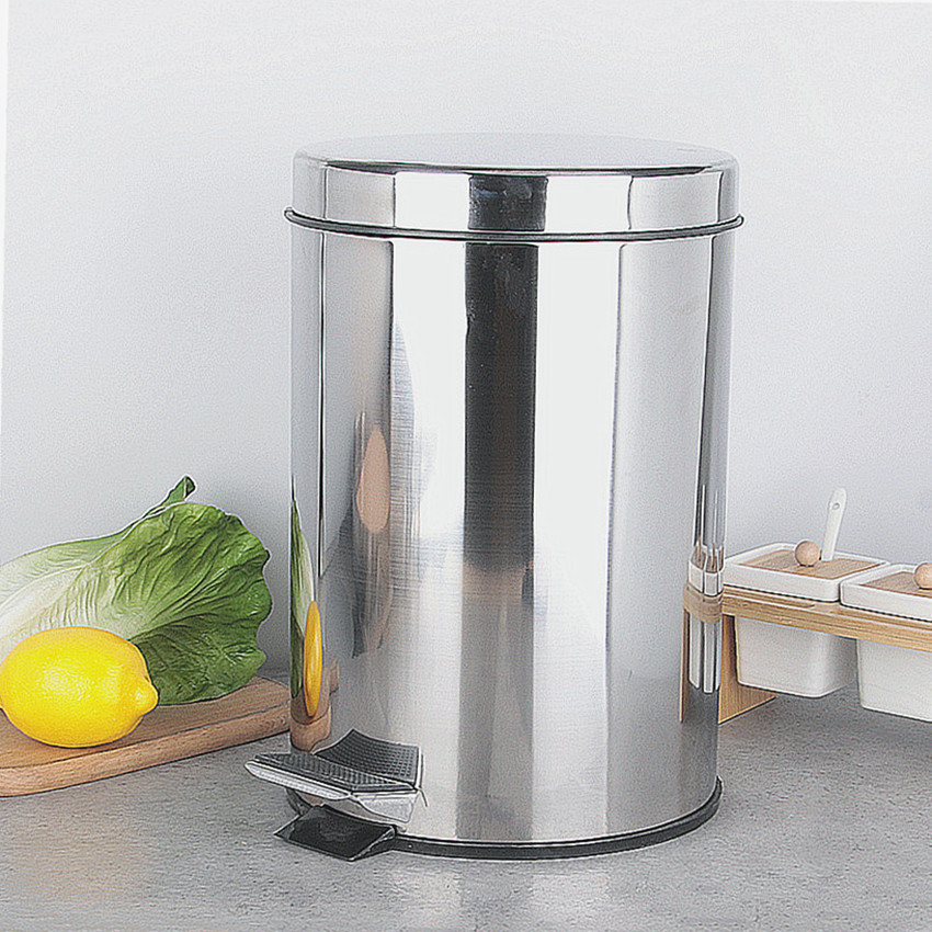 Factory Stainless Steel Trash Can Thickened Pedal Barrel round Household Bucket Hong Kong-Style Dustbin Waste bins Factory Stainless Steel Trash Can Thickened Pedal Barrel round Household Bucket Hong Kong-Style Dustbin Waste bins