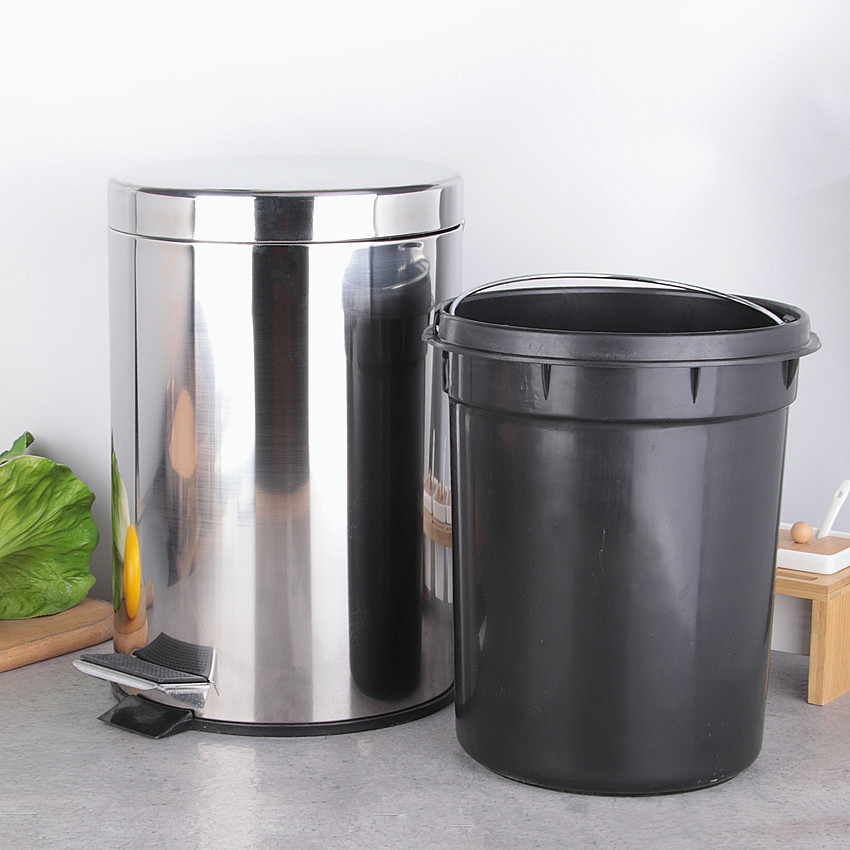 Factory Stainless Steel Trash Can Thickened Pedal Barrel round Household Bucket Hong Kong-Style Dustbin Waste bins Factory Stainless Steel Trash Can Thickened Pedal Barrel round Household Bucket Hong Kong-Style Dustbin Waste bins