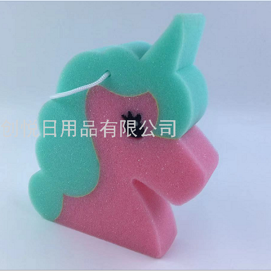 Unicorn Cartoon Creative Animal Shape Children Bath Spong Mop Bath Rub Bath Cleaning Sponge Block with Lanyard