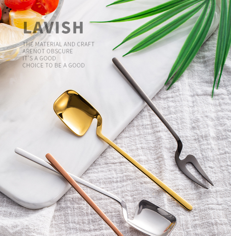 Stainless Steel Fruit Fork 304 Coffee Spoon Japanese Ice Spoon Ice Cream Ice-Cream Spoon Hanging Mug Spoon
