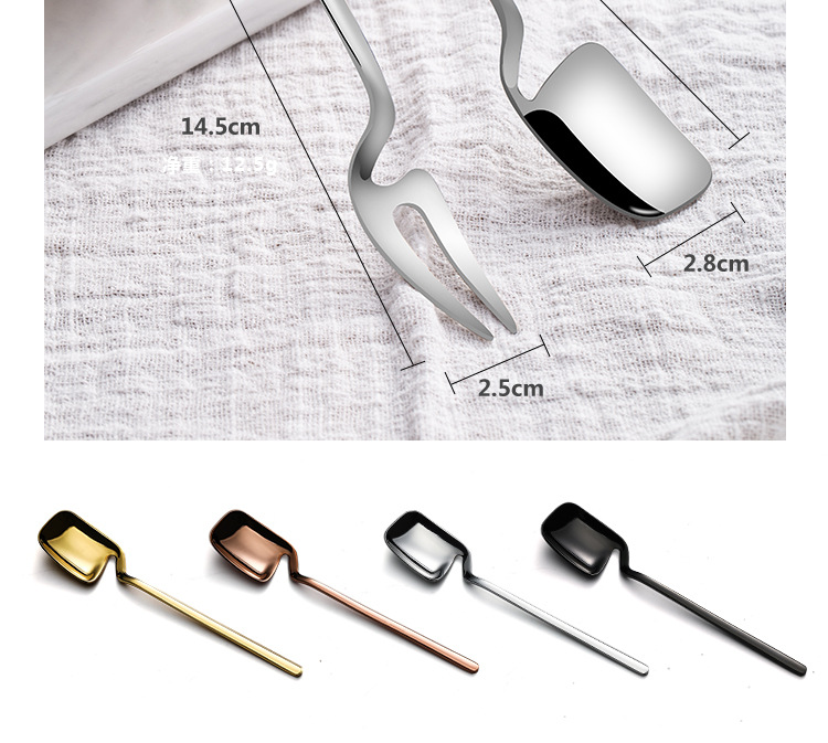 Stainless Steel Fruit Fork 304 Coffee Spoon Japanese Ice Spoon Ice Cream Ice-Cream Spoon Hanging Mug Spoon