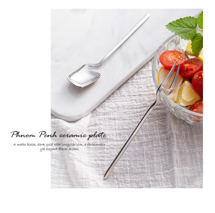 Stainless Steel Fruit Fork 304 Coffee Spoon Japanese Ice Spoon Ice Cream Ice-Cream Spoon Hanging Mug Spoon