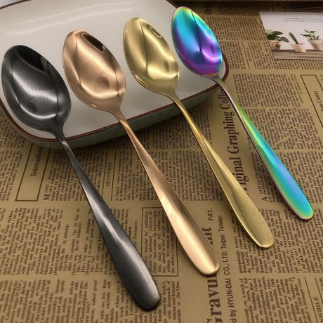 Vacuum titania - plated stainless steel western tableware knife, fork and spoon, creative Rose gold color steak knife spoon set of four
