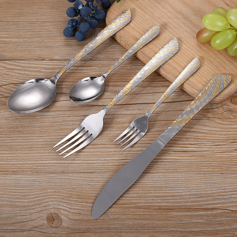 Stainless Steel Spoon Knife and Fork Tableware Full Set Hotel Western Tableware Factory Direct Sales Personalized Patterns Knife and Fork Gift