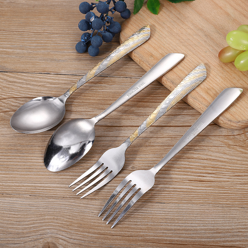 Stainless Steel Spoon Knife and Fork Tableware Full Set Hotel Western Tableware Factory Direct Sales Personalized Patterns Knife and Fork Gift Stainless Steel Spoon Knife and Fork Tableware Full Set Hotel Western Tableware Factory Direct Sales Personalized Patterns Knife and Fork Gift