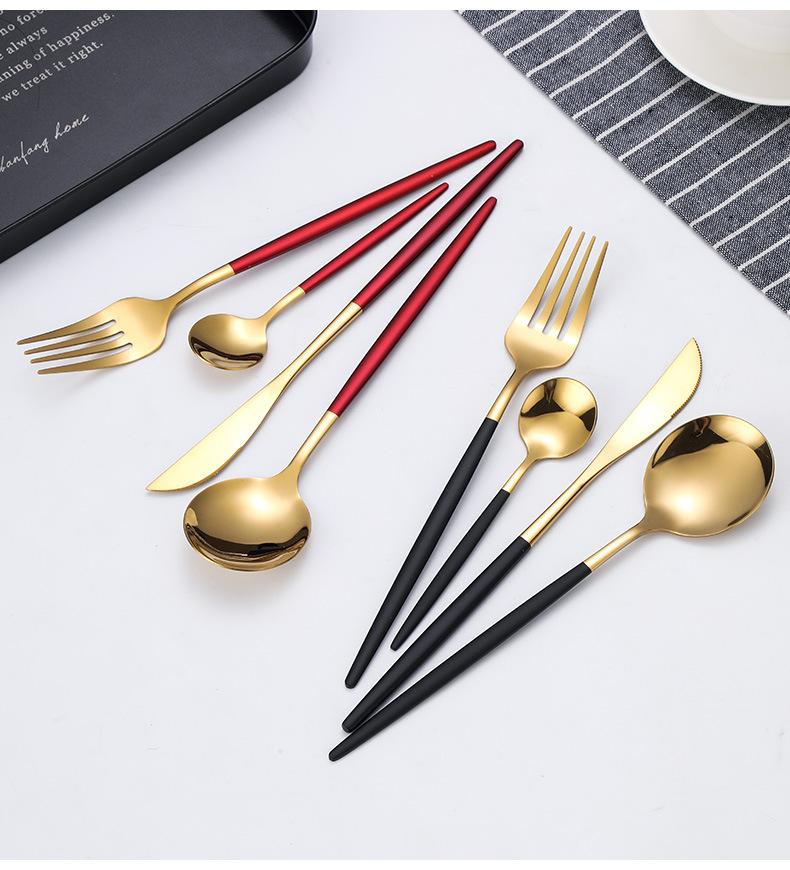 Cross-Border Amazon Stainless Steel Tableware 24-Piece Set Portuguese Western Food Hotel Steak Knife and Fork Spoon Gift Set