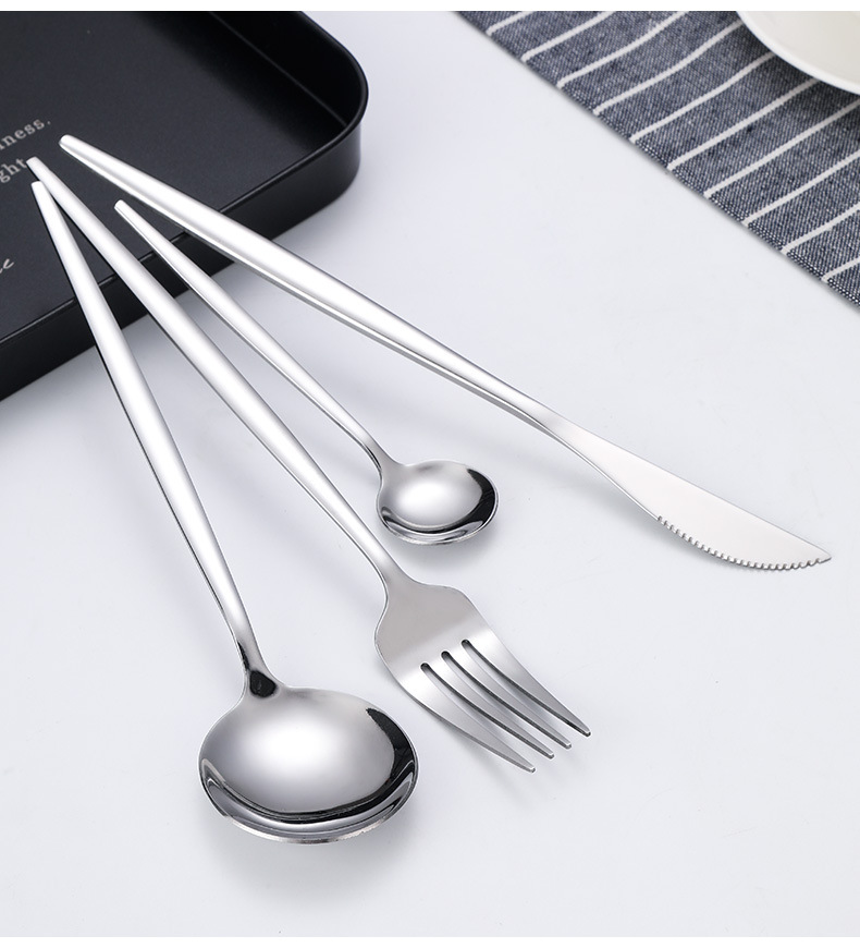 Cross-Border Amazon Stainless Steel Tableware 24-Piece Set Portuguese Western Food Hotel Steak Knife and Fork Spoon Gift Set