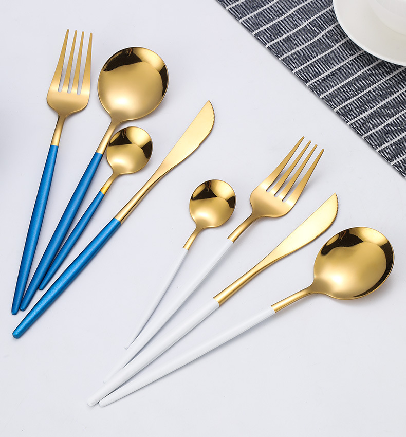 Cross-Border Amazon Stainless Steel Tableware 24-Piece Set Portuguese Western Food Hotel Steak Knife and Fork Spoon Gift Set
