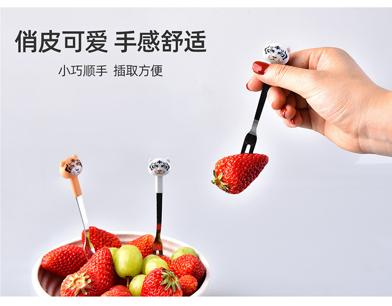 Household Creative Rb573 Cartoon Calf Stainless Steel Fruit Fork Restaurant Cake Moon Cake Fork Dessert Biscuit Fork