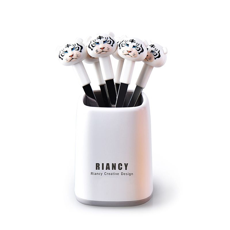 Year of Tiger Gift Rb581 Cartoon Tiger Fruit Toothpick Cake Small Fork Household 430 Stainless Steel Fruit Fork Set