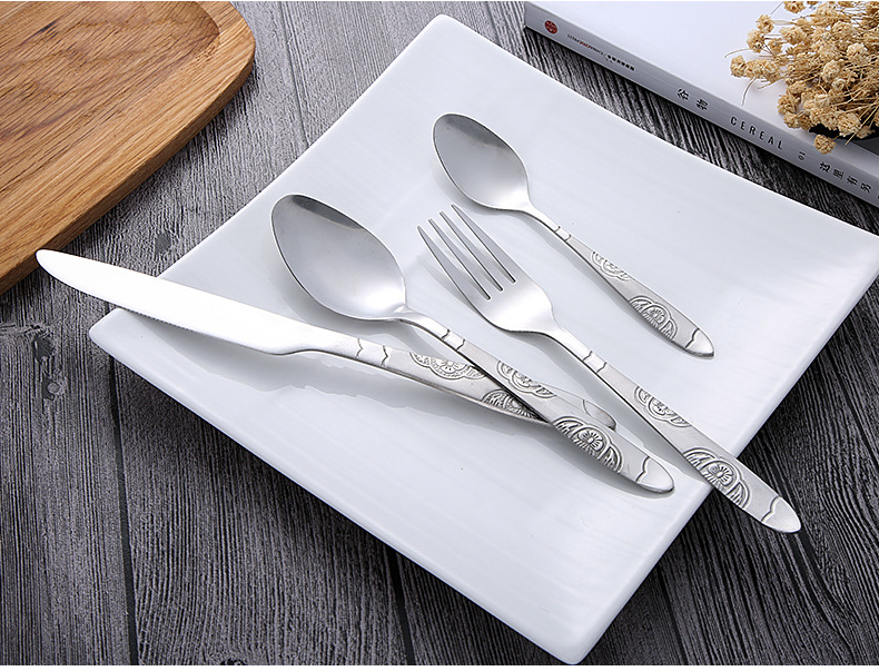 Western tableware stainless steel polished Western creative European steak knife fork spoon set of four tableware Western tableware stainless steel polished Western creative European steak knife fork spoon set of four tableware