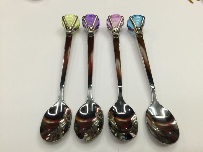 Diamond Fork Spoon set creative cute fruit fork individual Dessert spoon spoon a fork plastic tableware