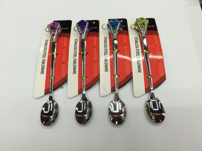 Diamond Fork Spoon set creative cute fruit fork individual Dessert spoon spoon a fork plastic tableware
