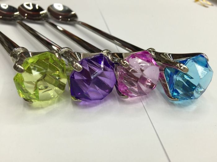 Diamond Fork Spoon set creative cute fruit fork individual Dessert spoon spoon a fork plastic tableware