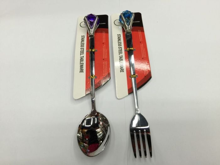 Diamond Fork Spoon set creative cute fruit fork individual Dessert spoon spoon a fork plastic tableware