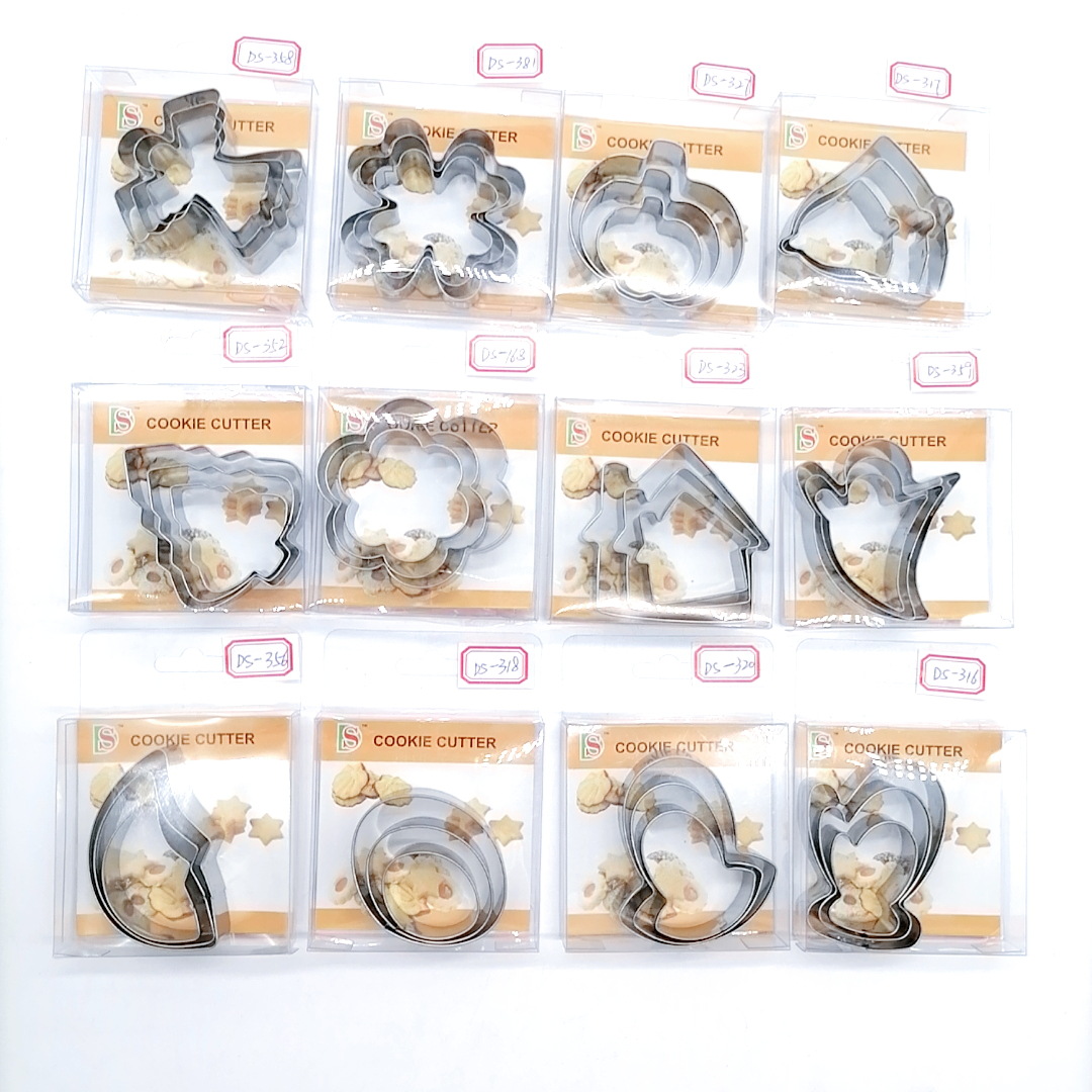 VC Boxed Stainless Steel Biscuit Mold Baking Tools Irregular Biscuit Mold DIY Mold Suit 3PC