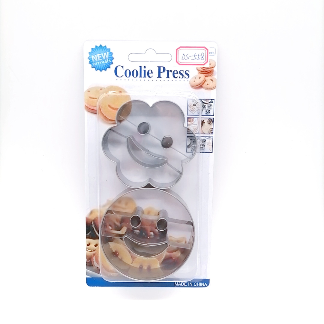 2-Piece Stainless Steel Smiley Face Biscuit Mold Facial Expression Bag Cutting Tool Creative Smiley Face Biscuit Mold