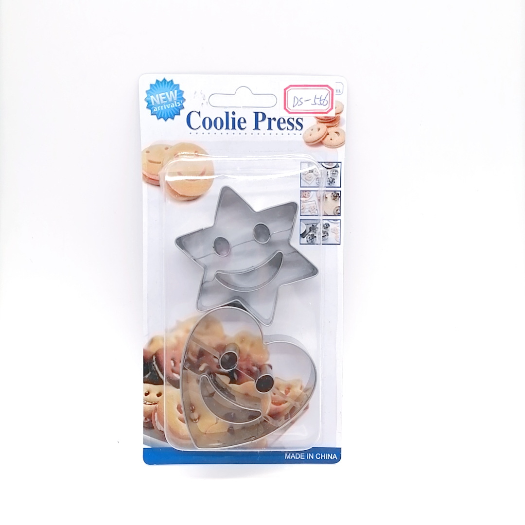 2-Piece Stainless Steel Smiley Face Biscuit Mold Facial Expression Bag Cutting Tool Creative Smiley Face Biscuit Mold