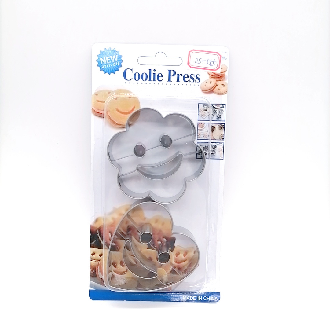 2-Piece Stainless Steel Smiley Face Biscuit Mold Facial Expression Bag Cutting Tool Creative Smiley Face Biscuit Mold