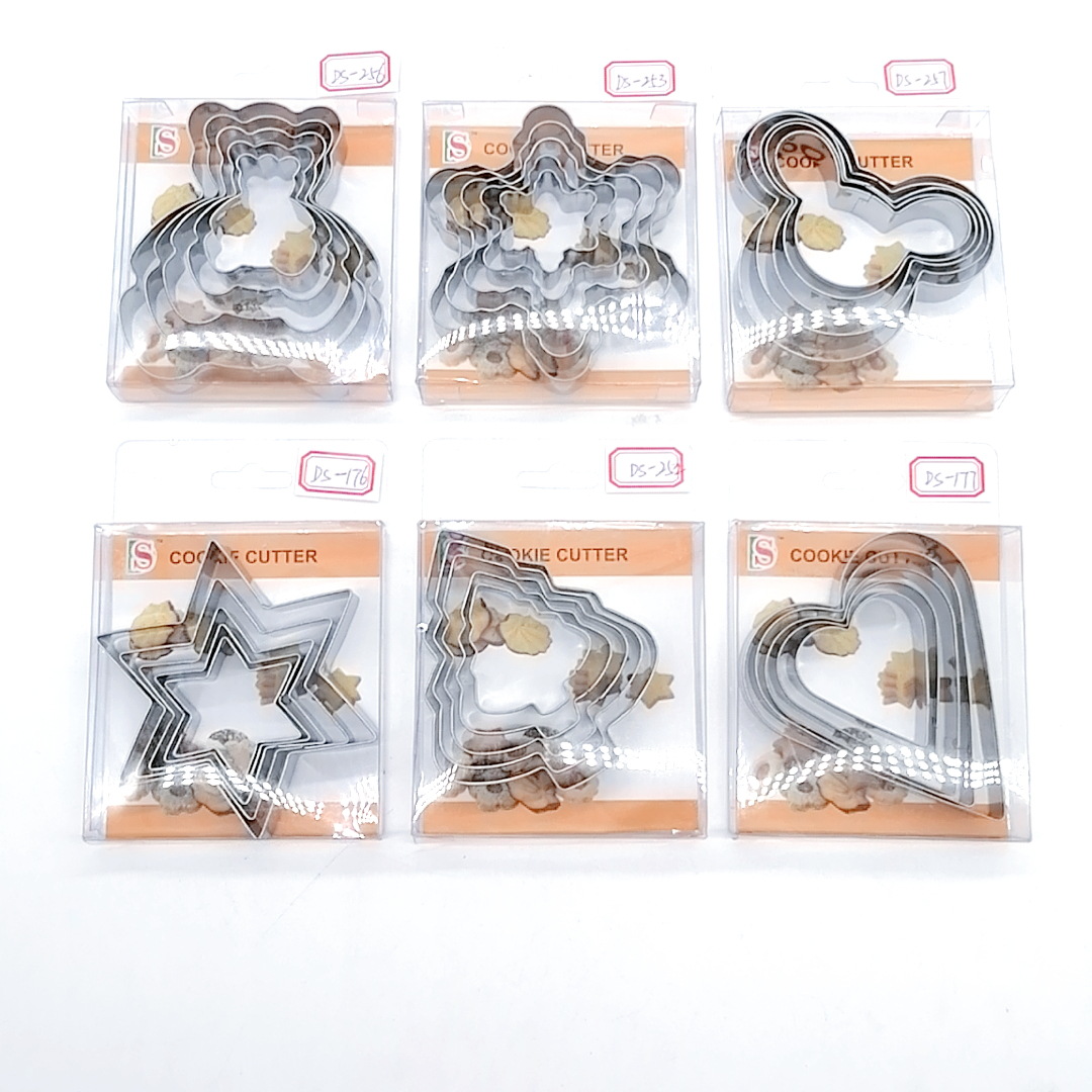 PVC Boxed Stainless Steel Biscuit Mold Baking Tools Irregular Biscuit Mold DIY Mold Suit 5PC