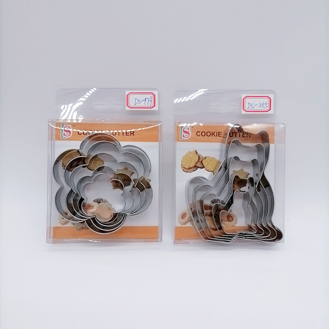 PVC Boxed Stainless Steel Biscuit Mold Baking Tools Irregular Biscuit Mold DIY Mold Suit 5PC