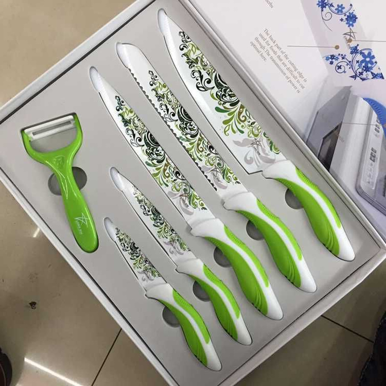 Gift set kitchen knife spray paint knife printing knife five-piece set fruit knife chef knife direct selling