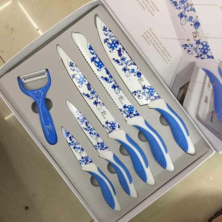 Gift set kitchen knife spray paint knife printing knife five-piece set fruit knife chef knife direct selling
