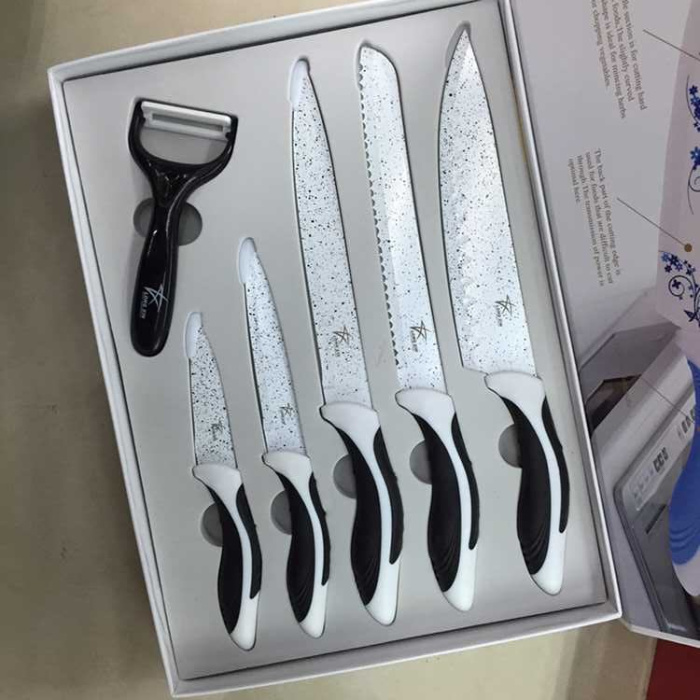 Gift set kitchen knife spray paint knife printing knife five-piece set fruit knife chef knife direct selling Gift set kitchen knife spray paint knife printing knife five-piece set fruit knife chef knife direct selling