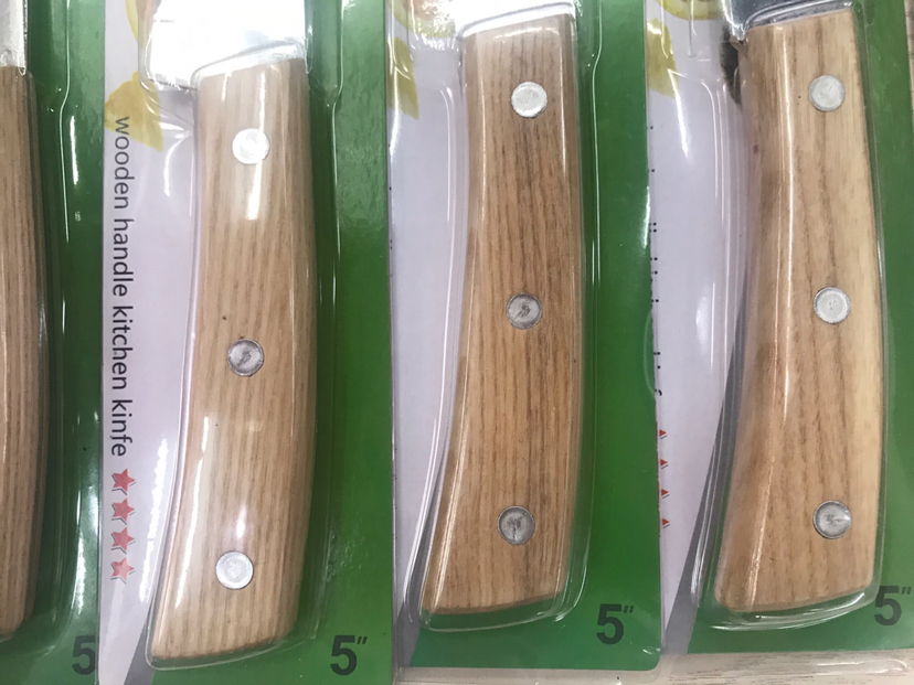 5 \\\" Wooden Handle Three Nails Fruit Knife Kitchen Knife single clip packaging Quality