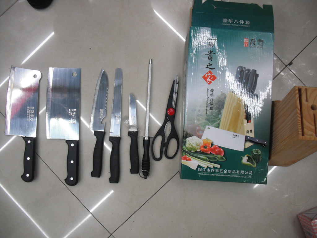 Promotion with Kitchen knife block + Color Box + Kitchen knife + Bone Knife Set 8 pieces of Gift Set knife set,