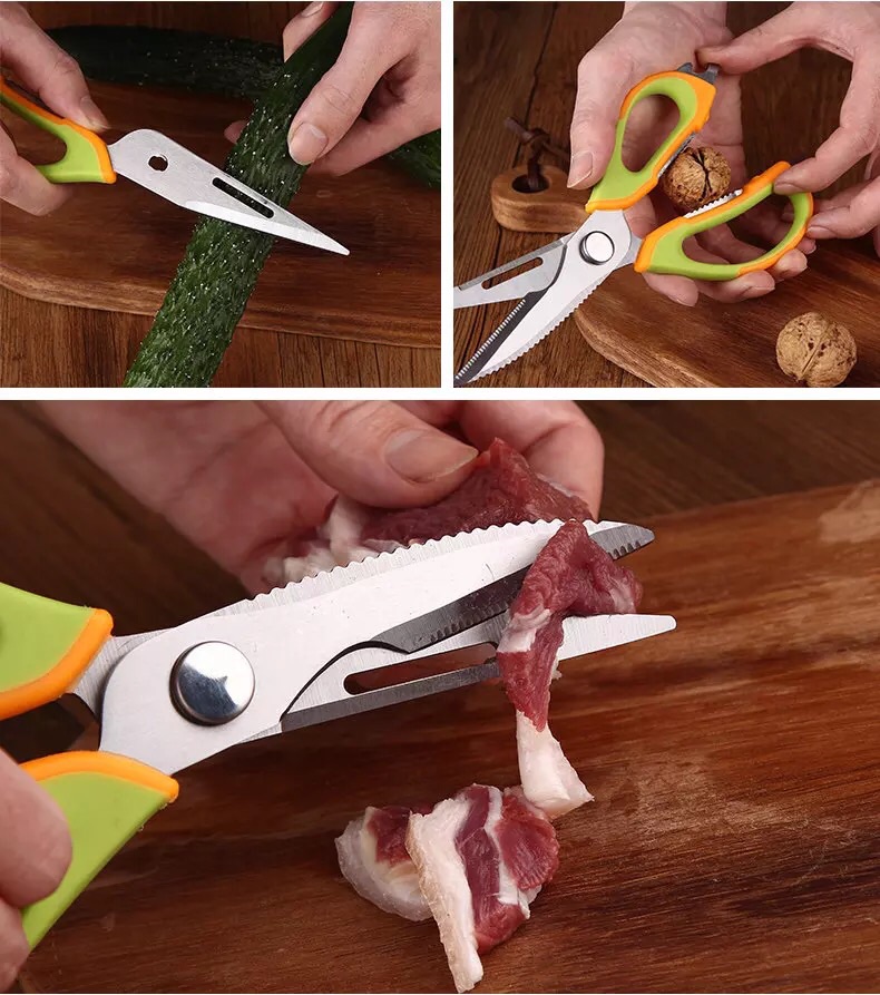 German Kitchen Scissors Household Strong Chicken Bone Food Barbecue Scissors Meat Complementary Food Stainless Steel Multipurpose Scissors