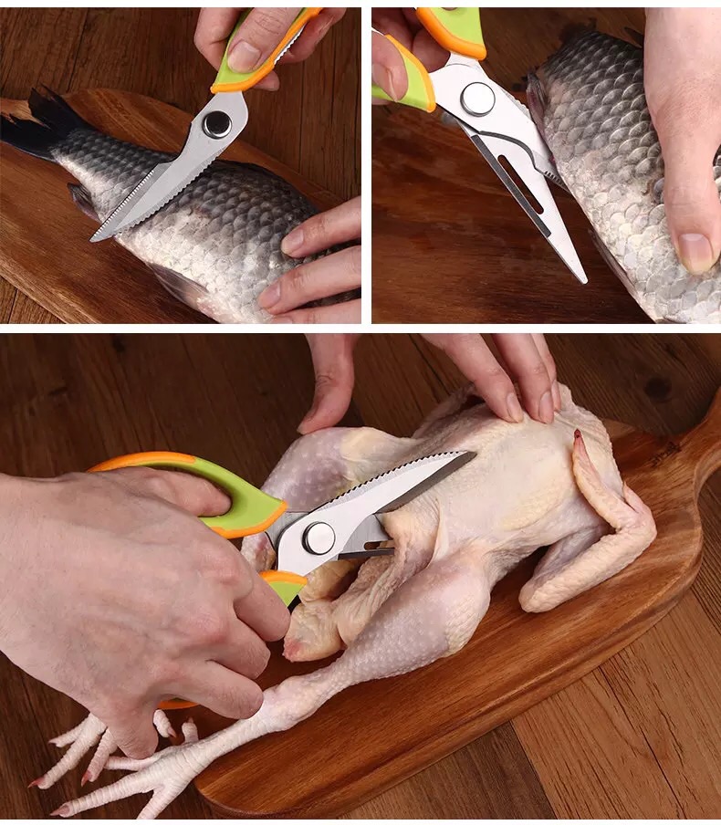 German Kitchen Scissors Household Strong Chicken Bone Food Barbecue Scissors Meat Complementary Food Stainless Steel Multipurpose Scissors