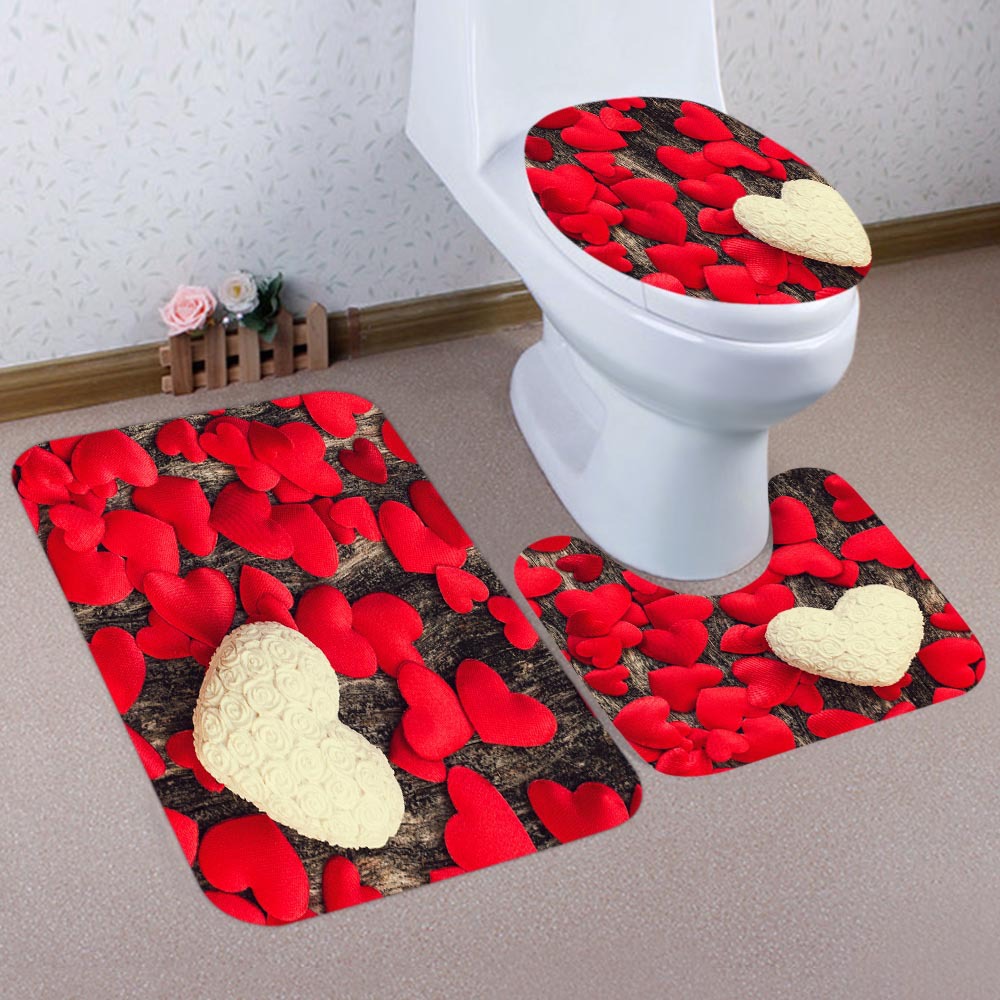 Three-Piece Bathroom Style Absorbent Style New Creative Floor Mat Non-Slip Toilet European and American D Wooden Board 3 Cross-Border
