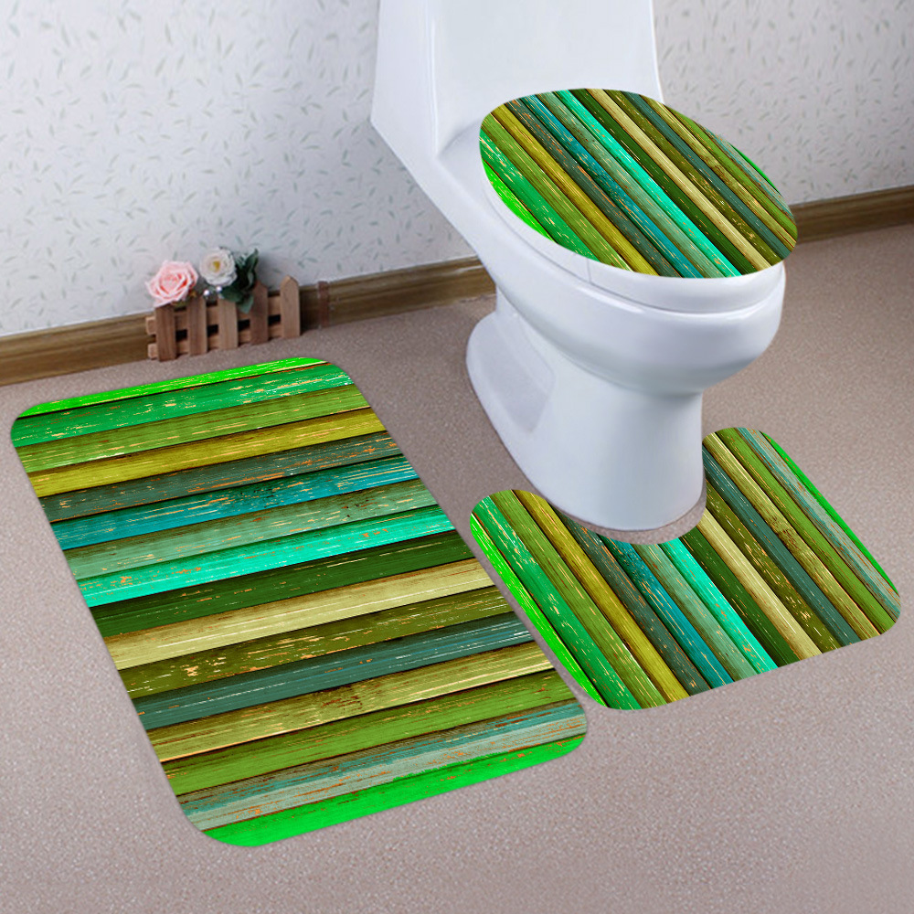 Three-Piece Bathroom Style Absorbent Style New Creative Floor Mat Non-Slip Toilet European and American D Wooden Board 3 Cross-Border