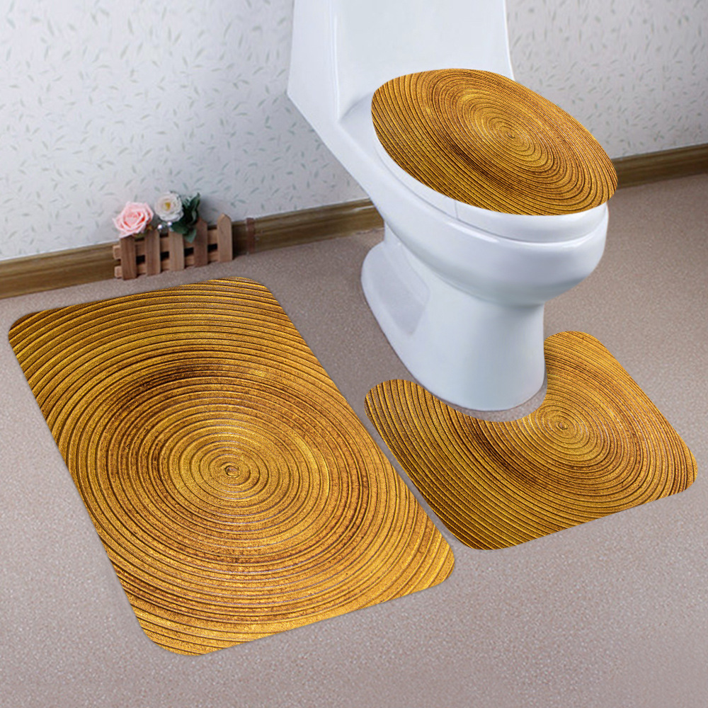 Three-Piece Bathroom Style Absorbent Style New Creative Floor Mat Non-Slip Toilet European and American D Wooden Board 3 Cross-Border