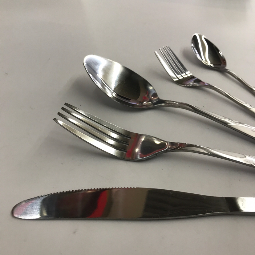 410 Stainless Steel Material Western Tableware Square Toe Sand Blasting Series C Table Knife Spork Tea Spork
