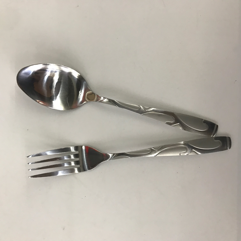 410 Stainless Steel Material Western Tableware Square Toe Sand Blasting Series C Table Knife Spork Tea Spork