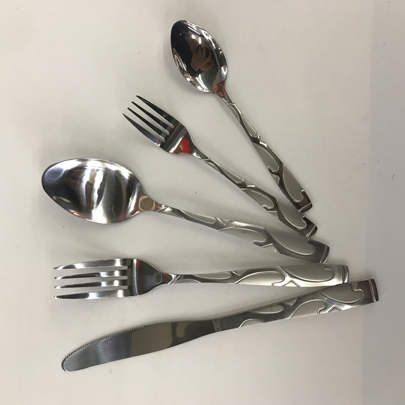 410 Stainless Steel Material Western Tableware Square Toe Sand Blasting Series C Table Knife Spork Tea Spork