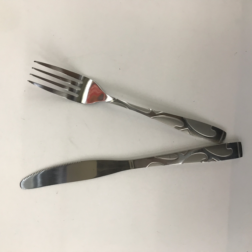 410 Stainless Steel Material Western Tableware Square Toe Sand Blasting Series C Table Knife Spork Tea Spork