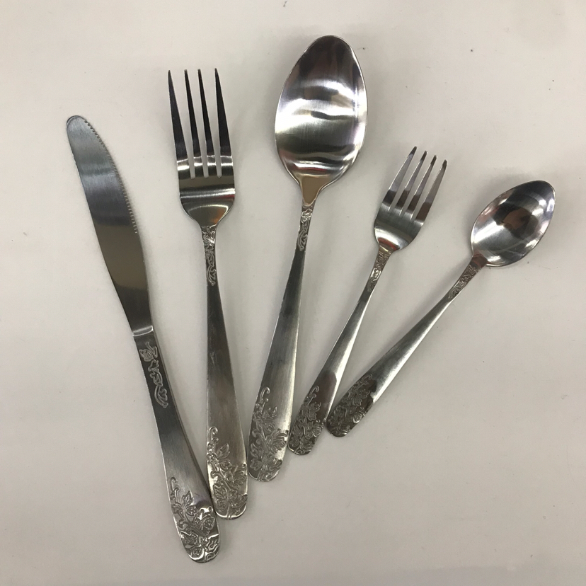 410 Stainless Steel Material Western Tableware Small round Head Series E Grape Leaves Solid Color Table Knife Spork Tea Spork Can Be Sold Separately