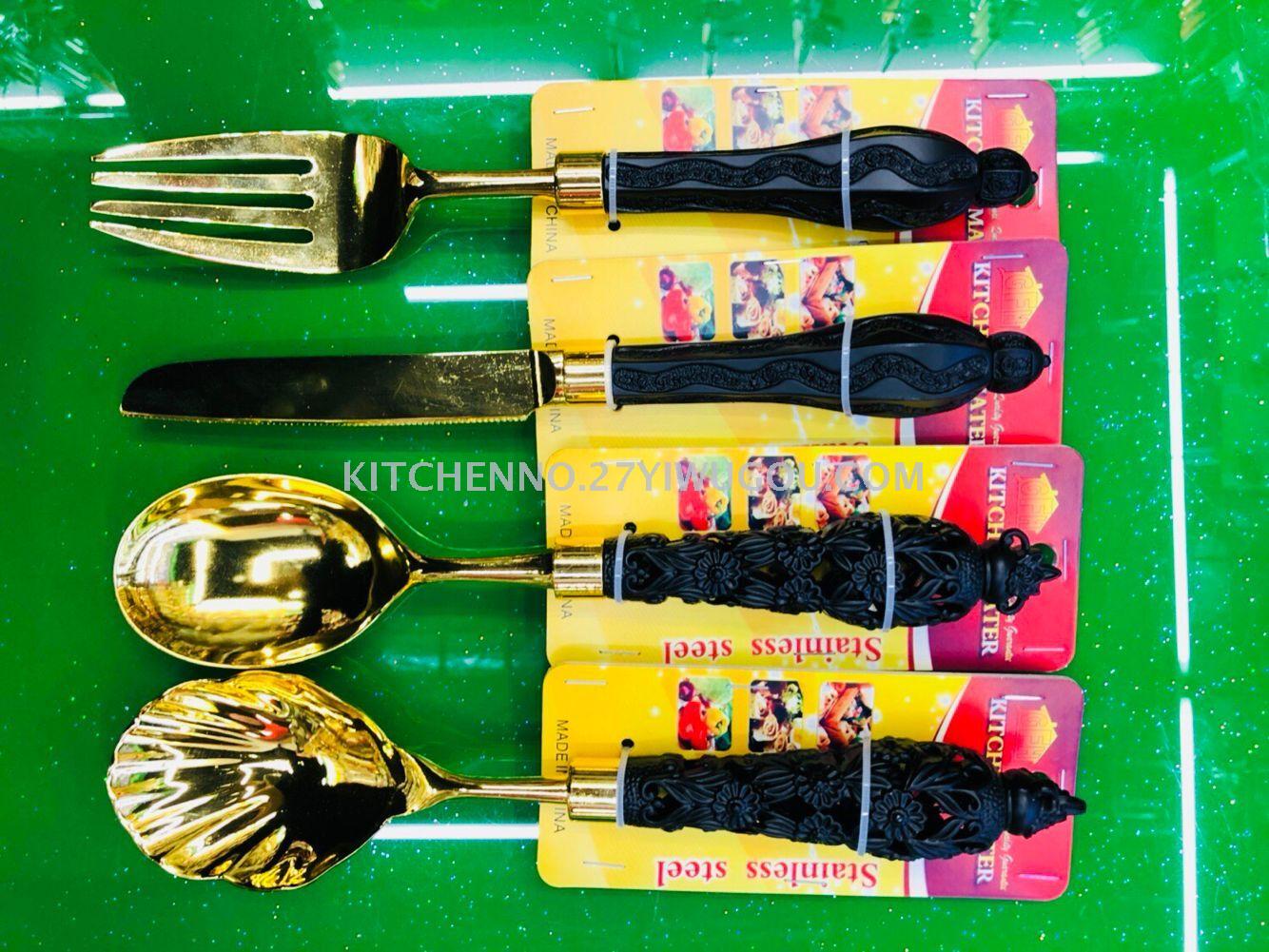 Gold-plated silver-zinc alloy communal tableware dividing spoon shell spoon table knife cake fork salad fork Gold-plated silver-zinc alloy communal tableware dividing spoon shell spoon table knife cake fork salad fork