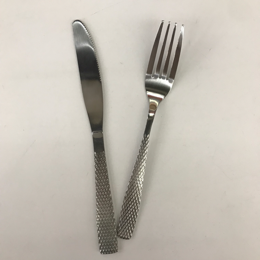 410 Stainless Steel Material Western Tableware Square Toe Sand Blasting Series L Table Knife Spork Tea Spork