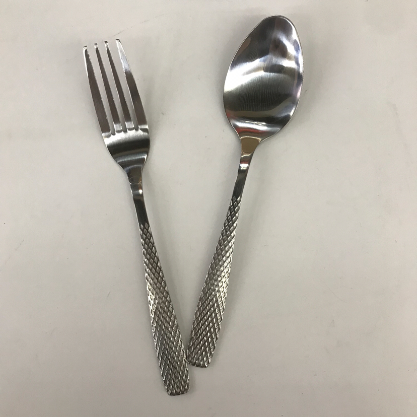 410 Stainless Steel Material Western Tableware Square Toe Sand Blasting Series L Table Knife Spork Tea Spork